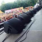 Stage monitors at a festival