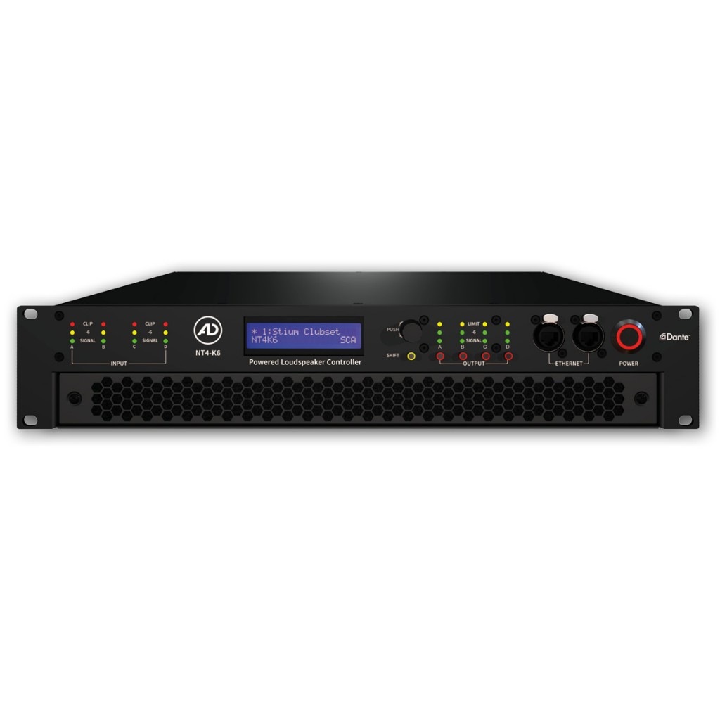 Der NT4-K6 Systemverstärker mit DSP und Dante Audio on Board, leistet 4 x 1500W an 4 Ohm sowie 4 x 1000W an 8 Ohm.